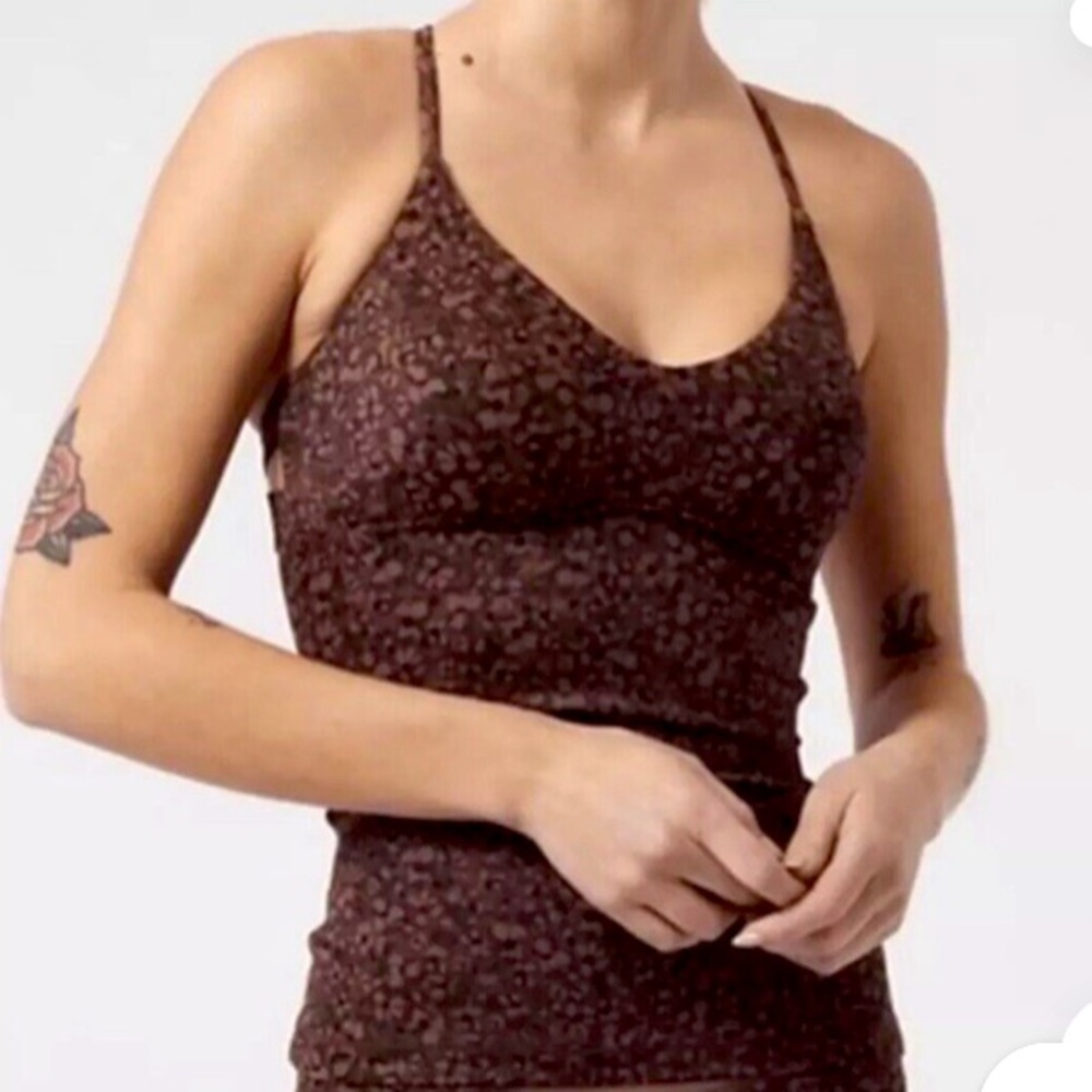 Athleta Triangle Camo Flora Decadent Chocolate Swim Tank (M)